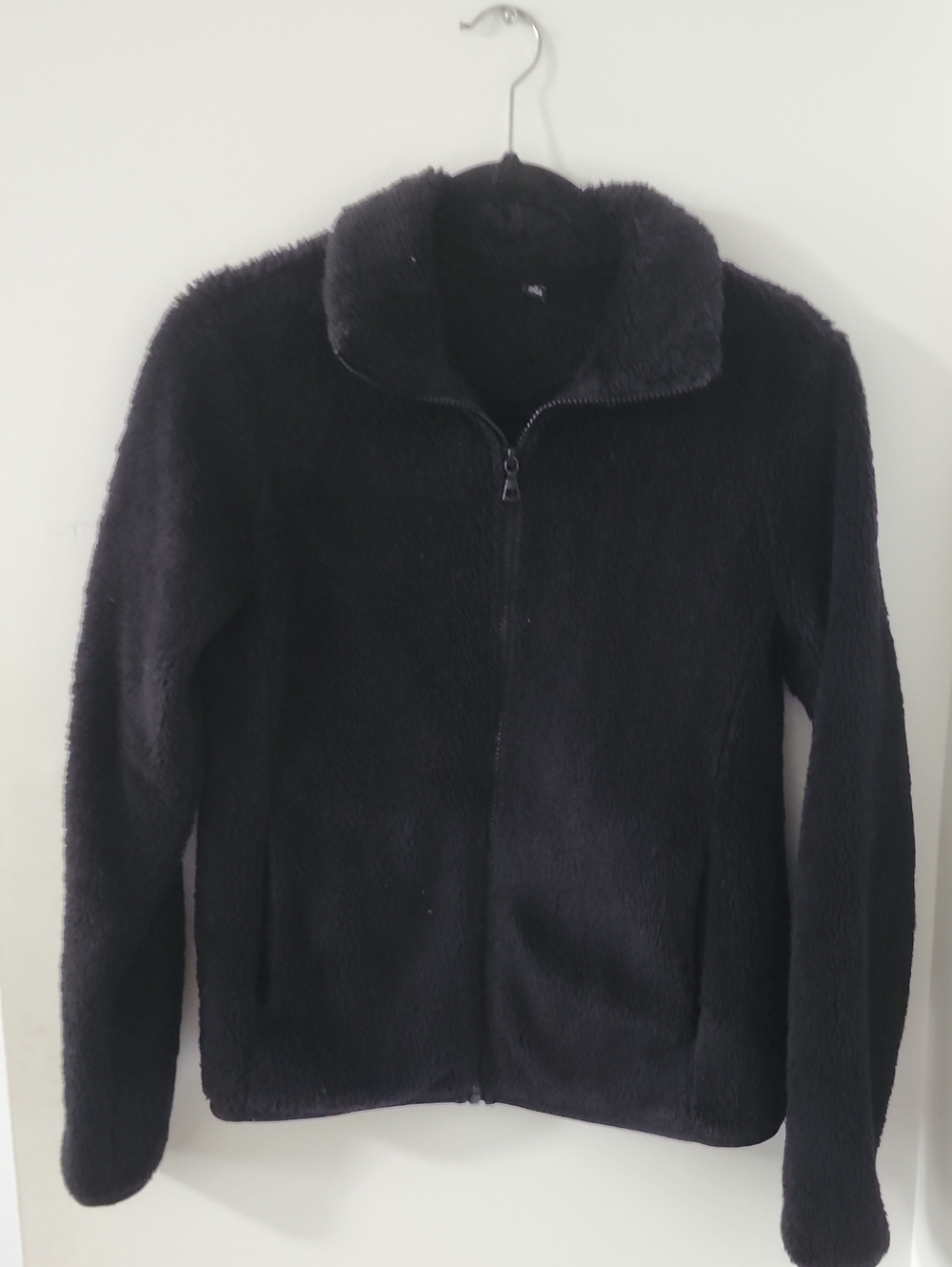 Uniqlo Black Fuzzy Jacket with Label Detail